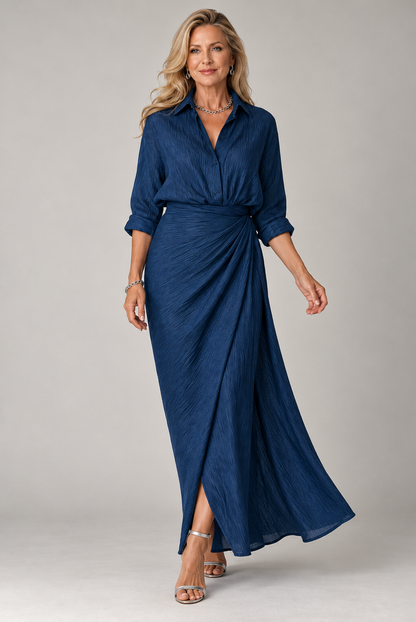 Aoibhín | Long Sleeve Wrap Front Maxi Dress