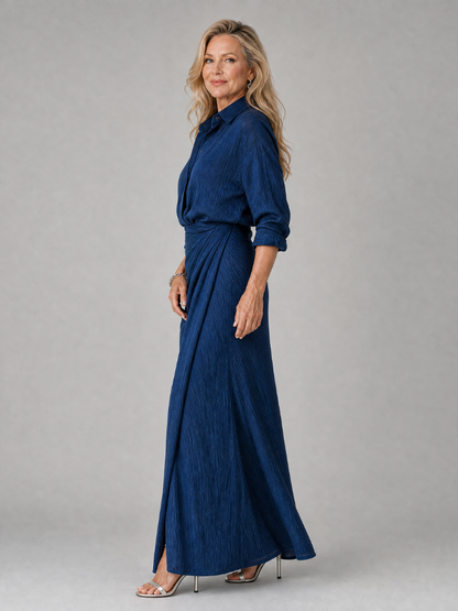 Aoibhín | Long Sleeve Wrap Front Maxi Dress