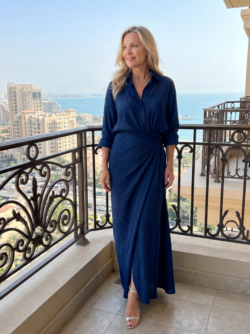 Aoibhín | Long Sleeve Wrap Front Maxi Dress