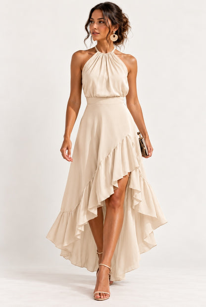 Elspeth Asymmetric Hem Halter Dress
